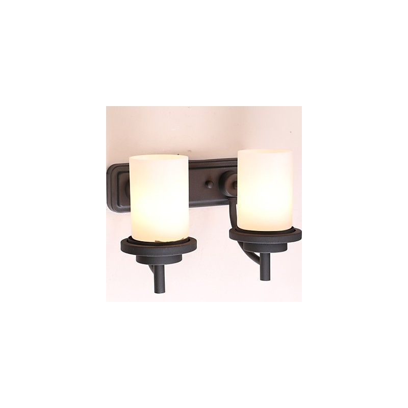 2 * Retro-Wandleuchte im klassischen Stil aus Eisen in Lackierung mit Milchglas