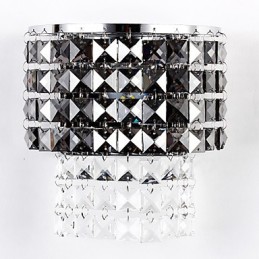 Moderne Wandleuchte mit Stoffschirm, Metallplatte, Kristalldekor-Stil
