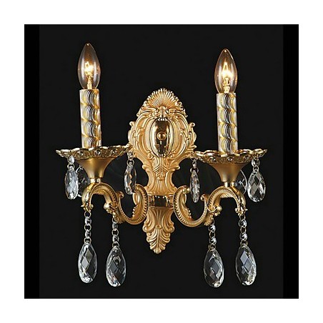 Goldene Kristall-Wandleuchte mit 2 Lichtern Goldene Kristall-Wandleuchte mit 2 Lichtern