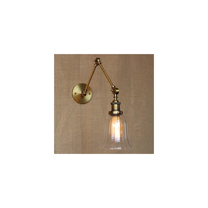 American Country Milan Nordic Bronze Überzug Glas Doppelarm Langer Arm der Balkonwanddekoration