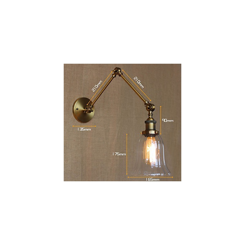 American Country Milan Nordic Bronze Überzug Glas Doppelarm Langer Arm der Balkonwanddekoration