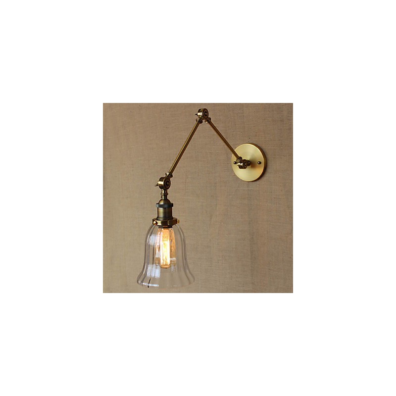 American Country Milan Nordic Bronze Überzug Glas Doppelarm Langer Arm der Balkonwanddekoration