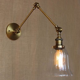 American Country Milan Nordic Bronze Überzug Glas Doppelarm Langer Arm der Balkonwanddekoration