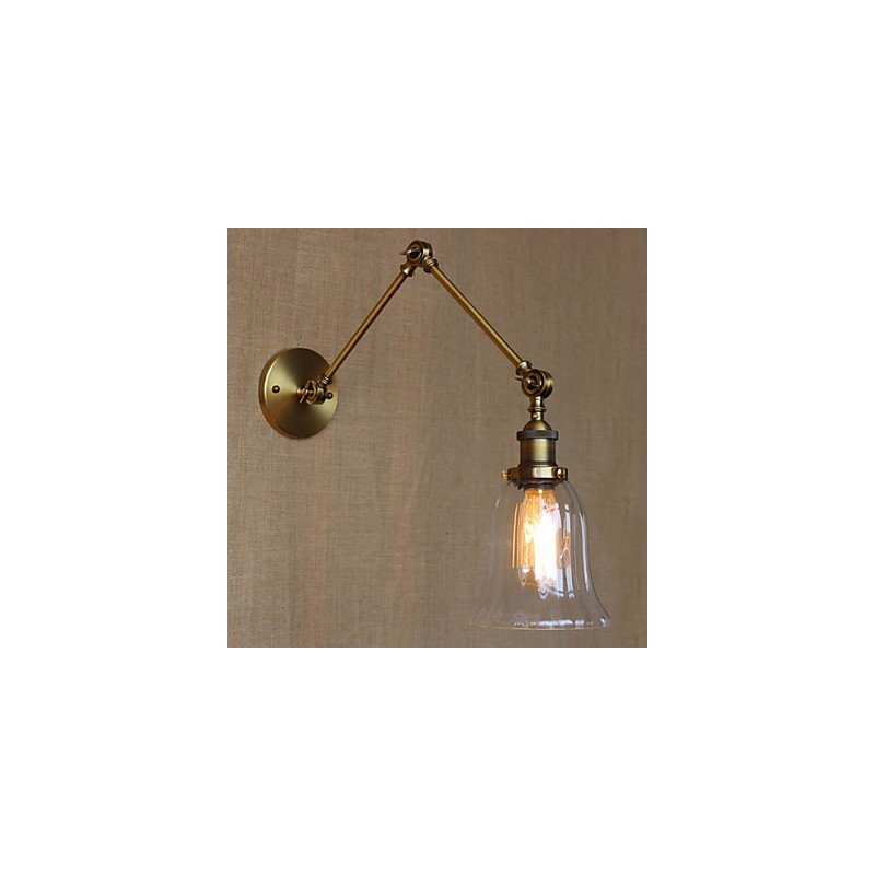 American Country Milan Nordic Bronze Überzug Glas Doppelarm Langer Arm der Balkonwanddekoration