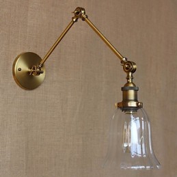 American Country Milan Nordic Bronze Überzug Glas Doppelarm Langer Arm der Balkonwanddekoration