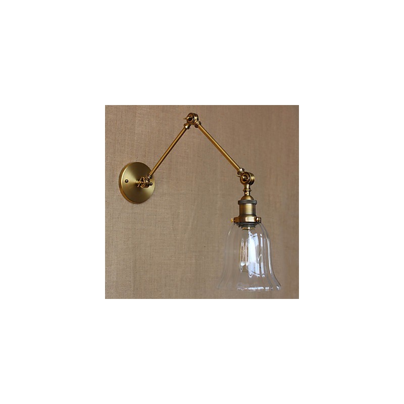 American Country Milan Nordic Bronze Überzug Glas Doppelarm Langer Arm der Balkonwanddekoration