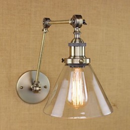 Eisenbeschichtung Bronze Bar Gang Esszimmer Hotel Vintage Eisenarm Glas Wandleuchte Beleuchtung