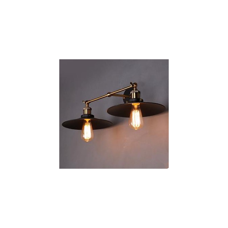 Ländliche Industrielle Retro Wandleuchte Doppelwandleuchte Schwarzer Regenschirm