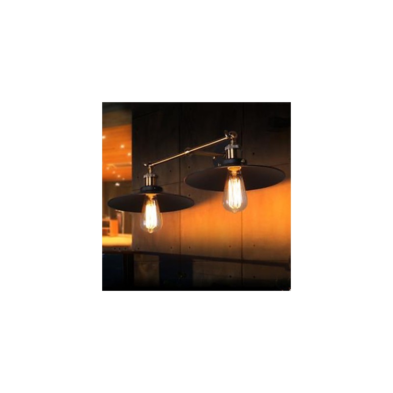 Ländliche Industrielle Retro Wandleuchte Doppelwandleuchte Schwarzer Regenschirm