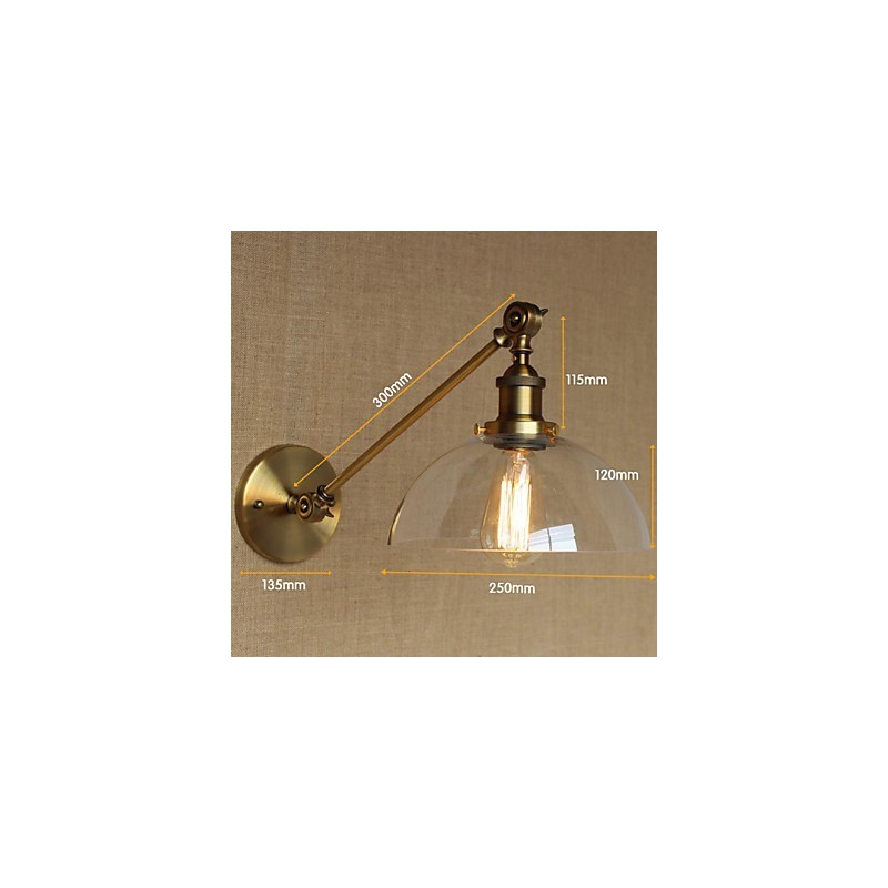 Die Eisen Glas Bronze Messing Arm Stil Retro Kreative Amerikanischen Land Halle Schlafzimmer Wand Lampe