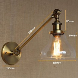 Die Eisen Glas Bronze Messing Arm Stil Retro Kreative Amerikanischen Land Halle Schlafzimmer Wand Lampe