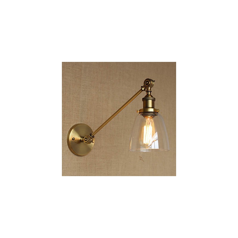 The Iron Glass Bronze Brass Arm Style Retro Creative American Country Hall Bedroom Wall Lamp