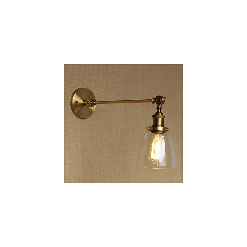 The Iron Glass Bronze Brass Arm Style Retro Creative American Country Hall Bedroom Wall Lamp