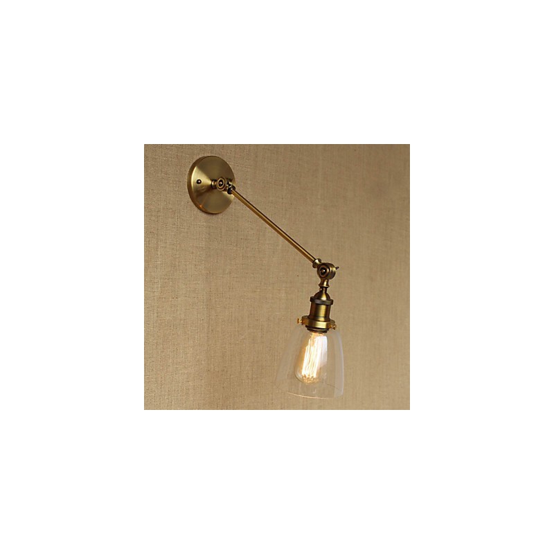 The Iron Glass Bronze Brass Arm Style Retro Creative American Country Hall Bedroom Wall Lamp