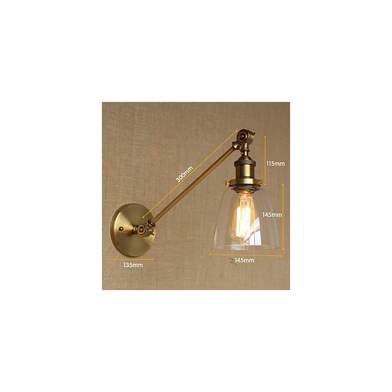The Iron Glass Bronze Brass Arm Style Retro Creative American Country Hall Bedroom Wall Lamp