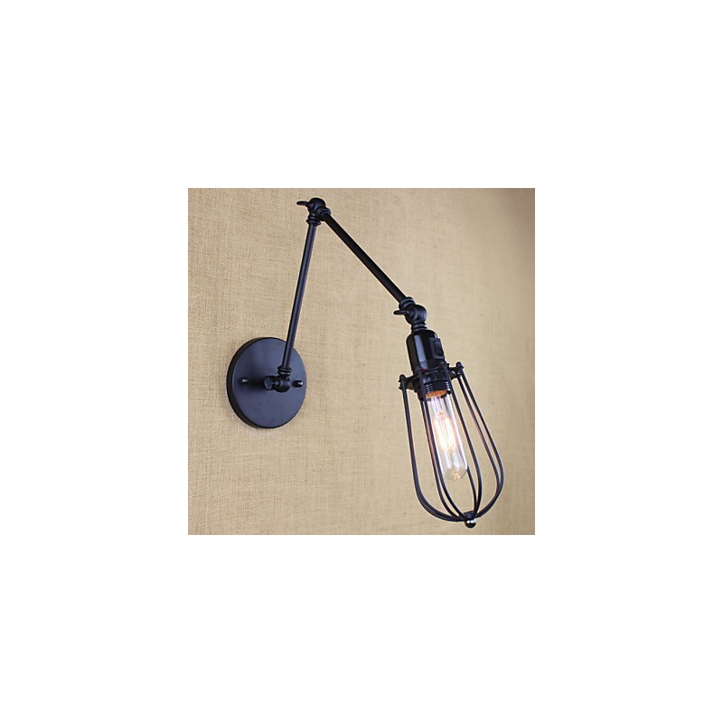 Stil Bett Hotel Restaurant Projekt Eisen Arm Doppel Retro Vintage Schwarz Gürtel Wand Lampe Schalter