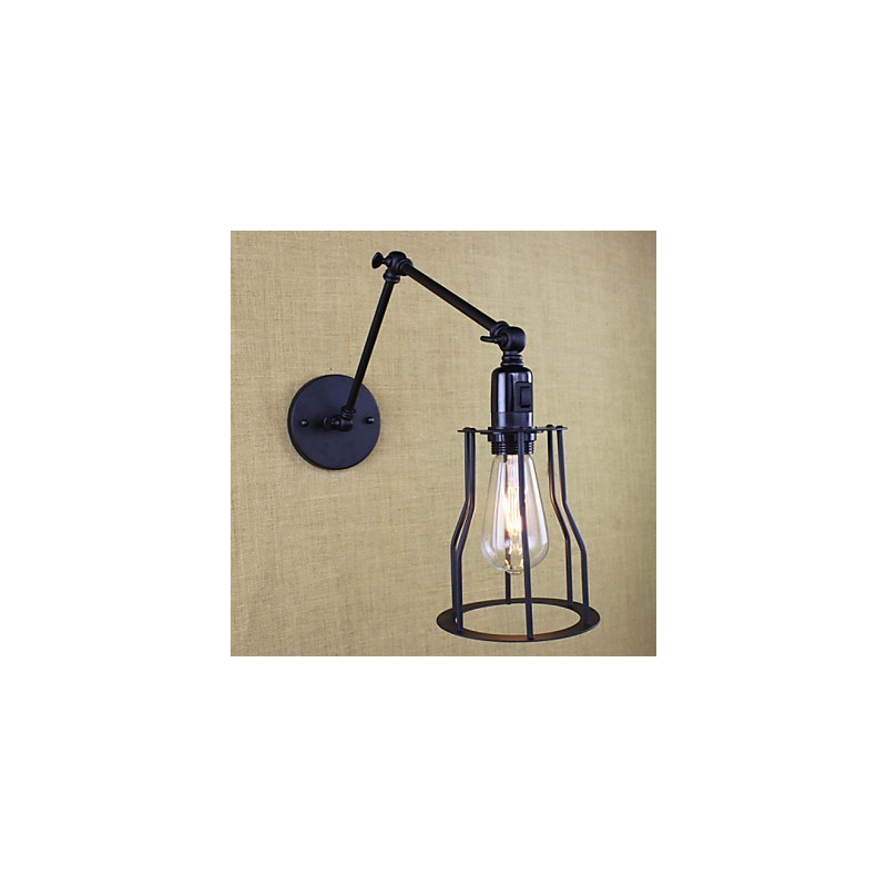 Stil Bett Hotel Restaurant Projekt Eisen Arm Doppel Retro Vintage Schwarz Gürtel Wand Lampe Schalter