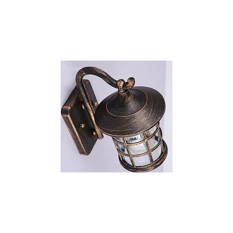 Antike rustikale Eisen wasserdichte Außenwandlampe Vintage Laternenlicht Rostig Mattschwarz Korridor Flur Wandleuchte