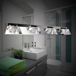 Moderne Wandleuchte mit Glasschirm 4-flammig Spiegelfront