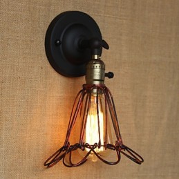 Amerikanischen Industriellen Stil Zaun Eisen Net Rot Bronze Dekorative Wand Leuchte