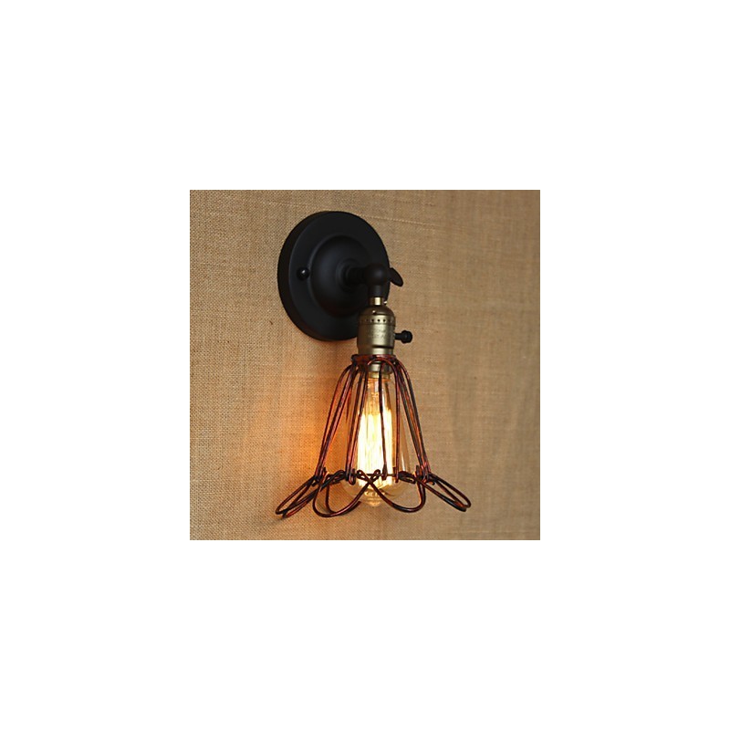 Amerikanischen Industriellen Stil Zaun Eisen Net Rot Bronze Dekorative Wand Leuchte