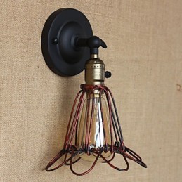 Amerikanischen Industriellen Stil Zaun Eisen Net Rot Bronze Dekorative Wand Leuchte