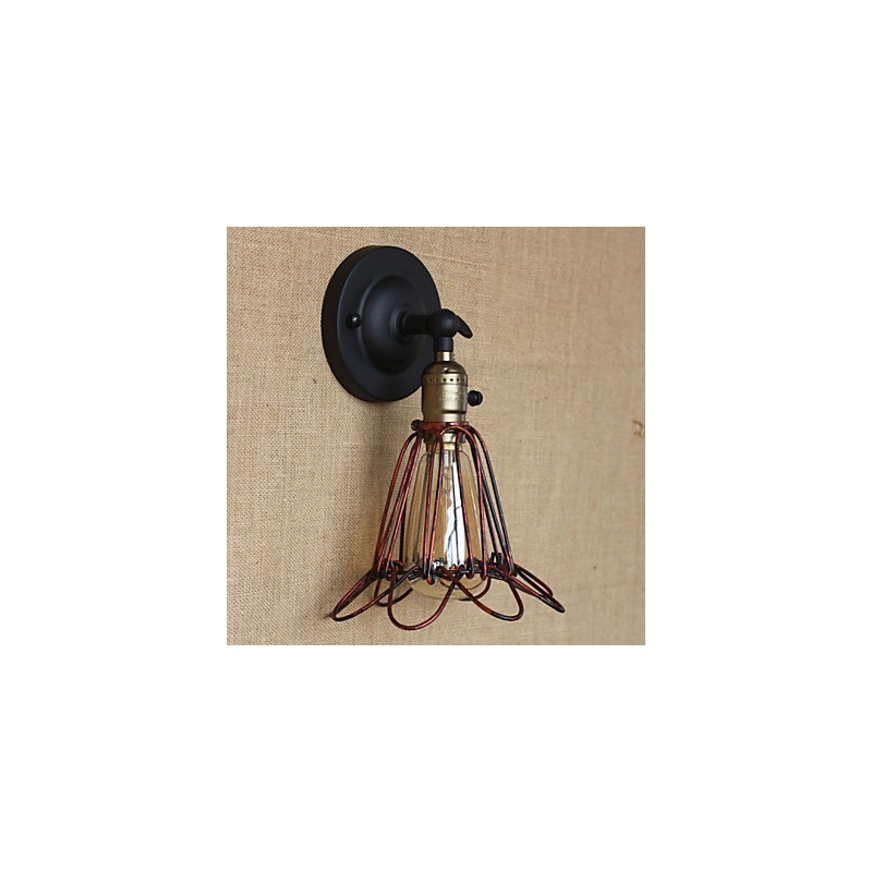 Amerikanischen Industriellen Stil Zaun Eisen Net Rot Bronze Dekorative Wand Leuchte