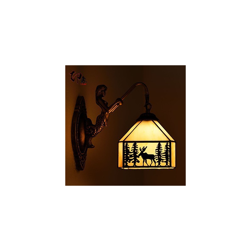 Weihnachten Hirsch Europäischen Vertraglich Ländlichen Kreative Schmiedeeisen Wand Lampe Glas Lichter