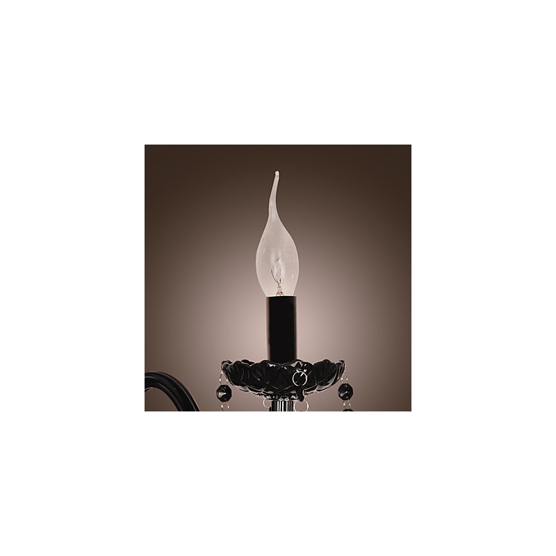 Schwarze Kristall-Wandleuchte mit Kerzenbirne