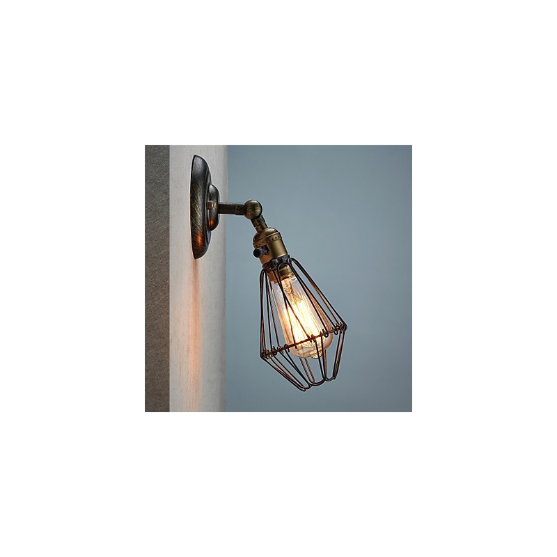 Industrielle Wandleuchte im Vintage-Stil mit Öffnungs- und Schließlicht, Käfiglampe, Loft-Stil, Wiederherstellung alter Wege, Wandlampe