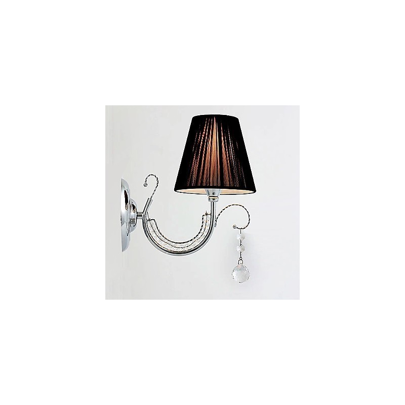 Moderne Wandleuchte mit Stoffschirm, Kronleuchter-Stil, Arm, Kristalltropfen