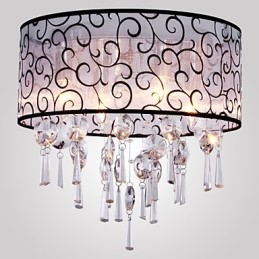 Moderne zeitgenössische Trommel Kristall galvanisierte Metall Unterputz