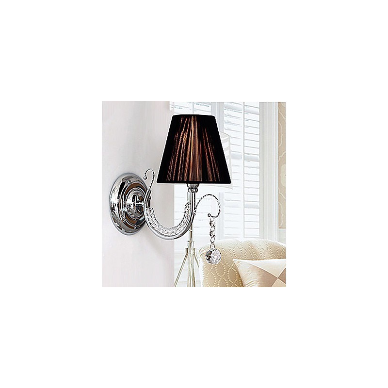 Moderne Wandleuchte mit Stoffschirm, Kronleuchter-Stil, Arm, Kristalltropfen
