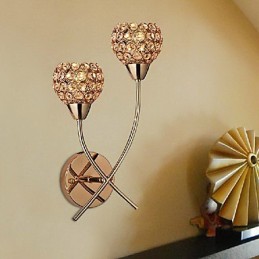 Kristallgoldene Wandleuchte in 2 Lichtern