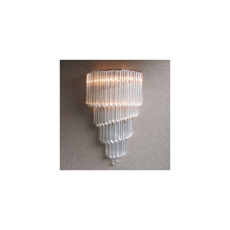 Wandleuchte in Chromoptik mit Kristallglasstreifen und 3 Lichtern