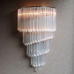 Wandleuchte in Chromoptik mit Kristallglasstreifen und 3 Lichtern