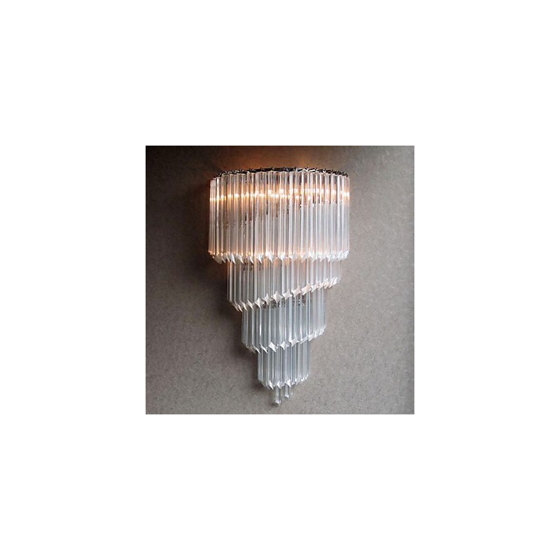 Wandleuchte in Chromoptik mit Kristallglasstreifen und 3 Lichtern