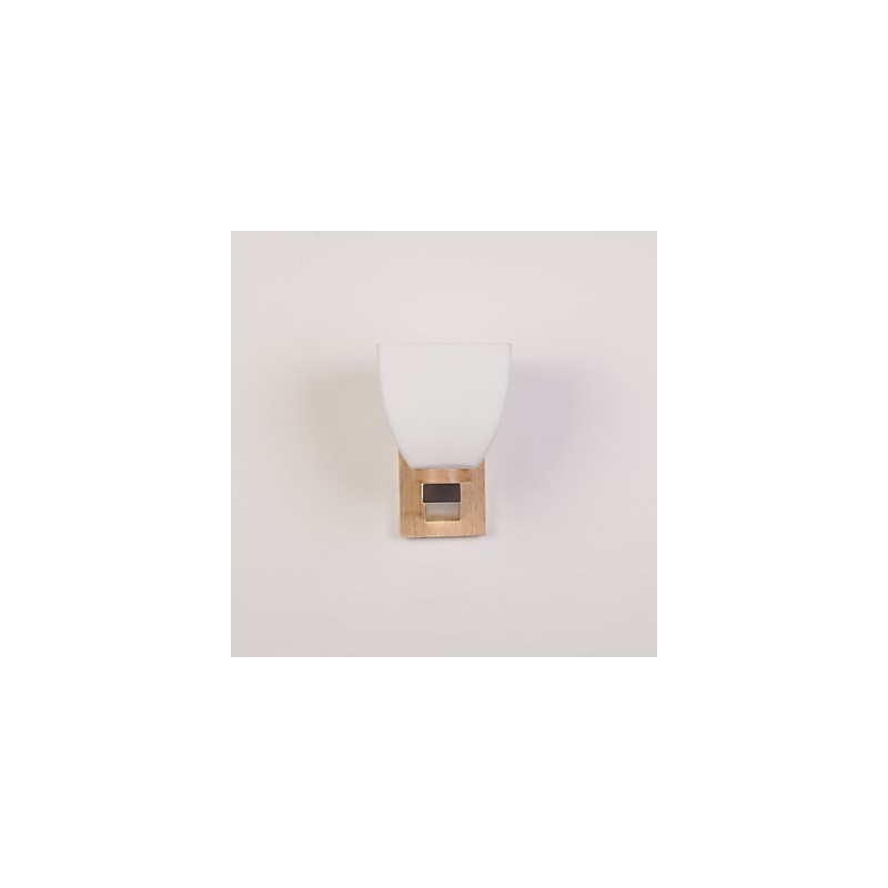 Einfache Wandlampe, Nachttischlampe mit Glasschirm und Massivholz für Schlafzimmer, Kommode, Wohnzimmer, Babyzimmer, Studentenwohnheim, Couchtisch, Bücherregal