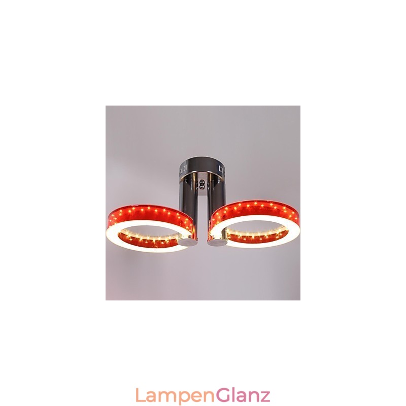 Warmweißer weißer Acryl-Rot-Kronleuchter mit 2 Lichtern