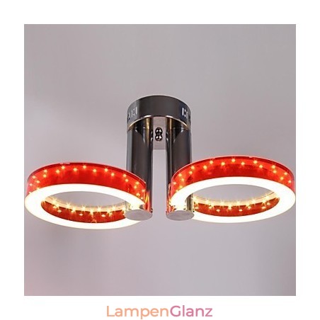 Warmweißer weißer Acryl-Rot-Kronleuchter mit 2 Lichtern