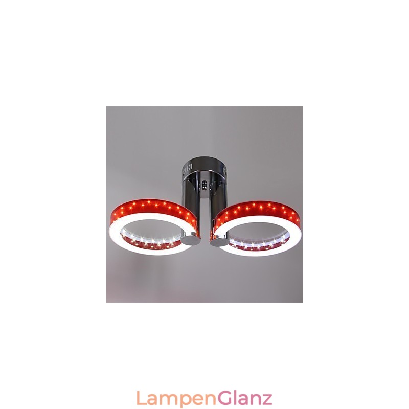Warmweißer weißer Acryl-Rot-Kronleuchter mit 2 Lichtern