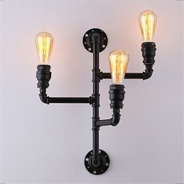 Vintage Industrielle Rohrwandleuchten Schwarze kreative Lichter Restaurant Cafe Bar Dekorationsbeleuchtung mit 3 Lichtern lackiert