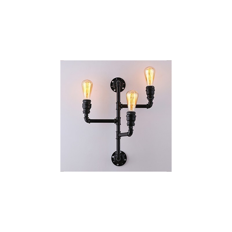 Vintage Industrielle Rohrwandleuchten Schwarze kreative Lichter Restaurant Cafe Bar Dekorationsbeleuchtung mit 3 Lichtern lackiert