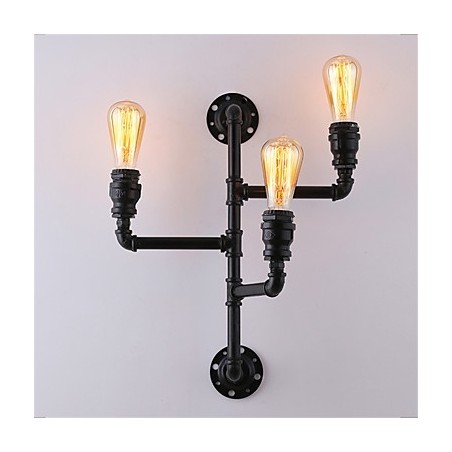 Vintage Industrielle Rohrwandleuchten Schwarze kreative Lichter Restaurant Cafe Bar Dekorationsbeleuchtung mit 3 Lichtern lackiert Vintage Industrielle Rohrwandleuchten Schwarze kreative Lichter Restaurant Cafe Bar Dekorationsbeleuchtung mit 3 Lichtern lackiert