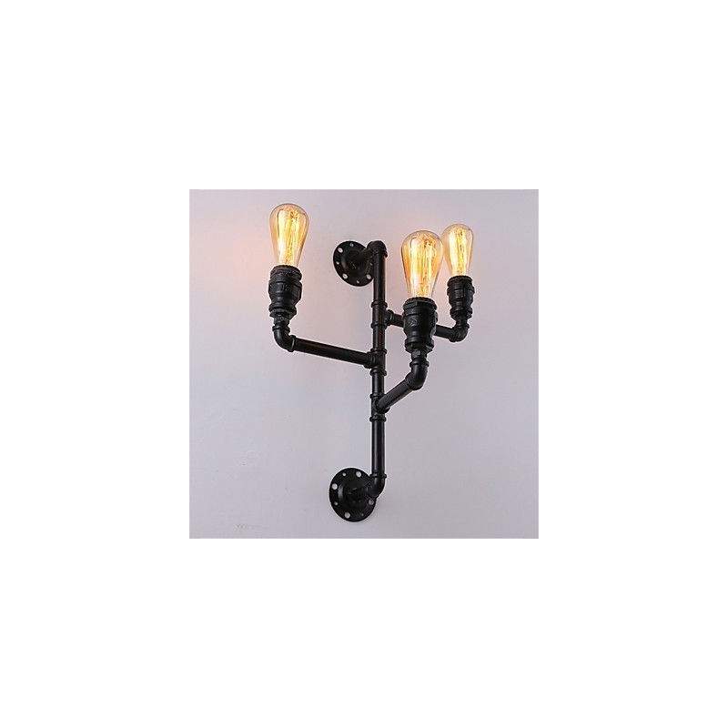 Vintage Industrielle Rohrwandleuchten Schwarze kreative Lichter Restaurant Cafe Bar Dekorationsbeleuchtung mit 3 Lichtern lackiert