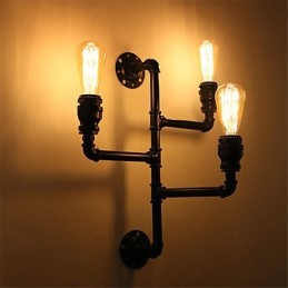 Vintage Industrielle Rohrwandleuchten Schwarze kreative Lichter Restaurant Cafe Bar Dekorationsbeleuchtung mit 3 Lichtern lackiert