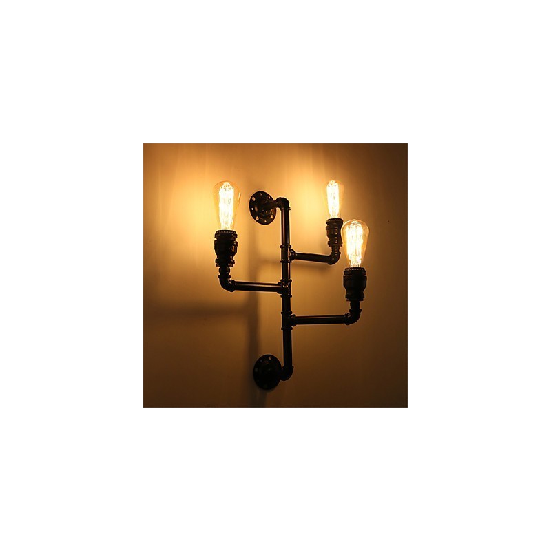 Vintage Industrielle Rohrwandleuchten Schwarze kreative Lichter Restaurant Cafe Bar Dekorationsbeleuchtung mit 3 Lichtern lackiert