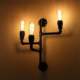 Vintage Industrielle Rohrwandleuchten Schwarze kreative Lichter Restaurant Cafe Bar Dekorationsbeleuchtung mit 3 Lichtern lackiert