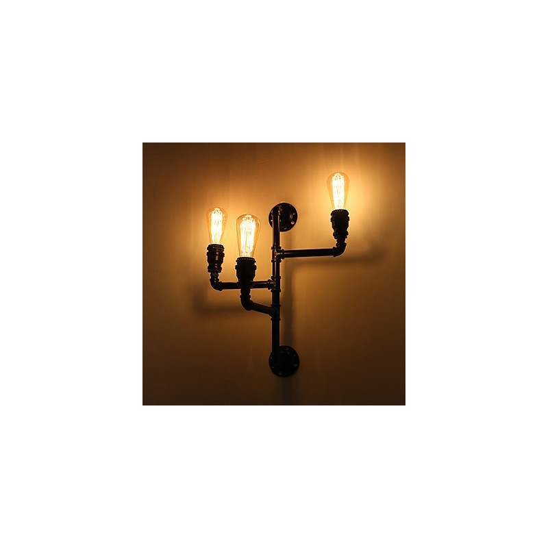 Vintage Industrielle Rohrwandleuchten Schwarze kreative Lichter Restaurant Cafe Bar Dekorationsbeleuchtung mit 3 Lichtern lackiert