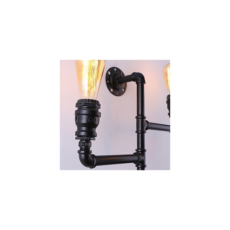 Vintage Industrielle Rohrwandleuchten Schwarze kreative Lichter Restaurant Cafe Bar Dekorationsbeleuchtung mit 3 Lichtern lackiert
